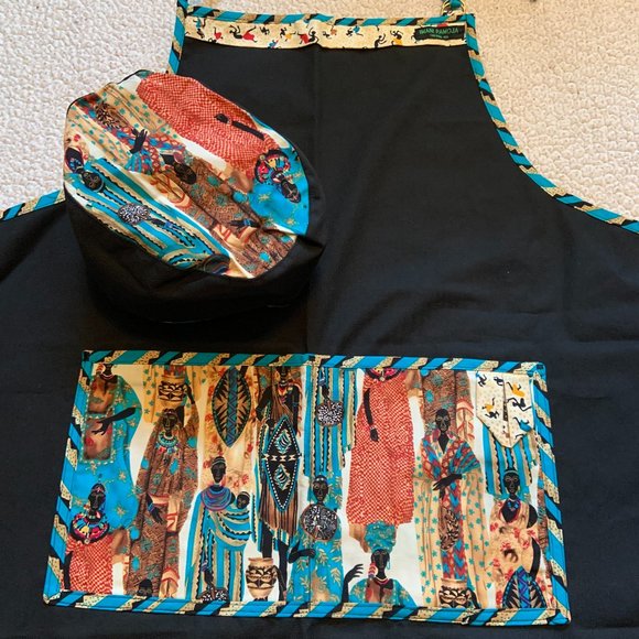 African Inspired Chef's Apron & Hat - Picture 2 of 4